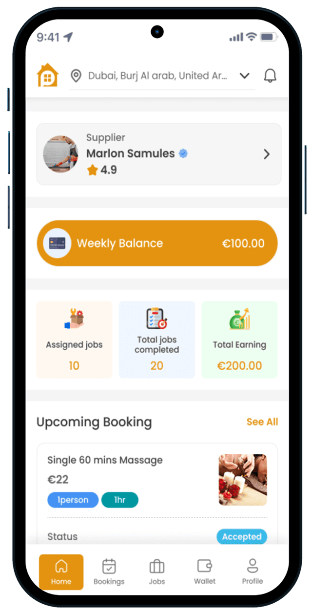 Mobile app features showcase - left phone