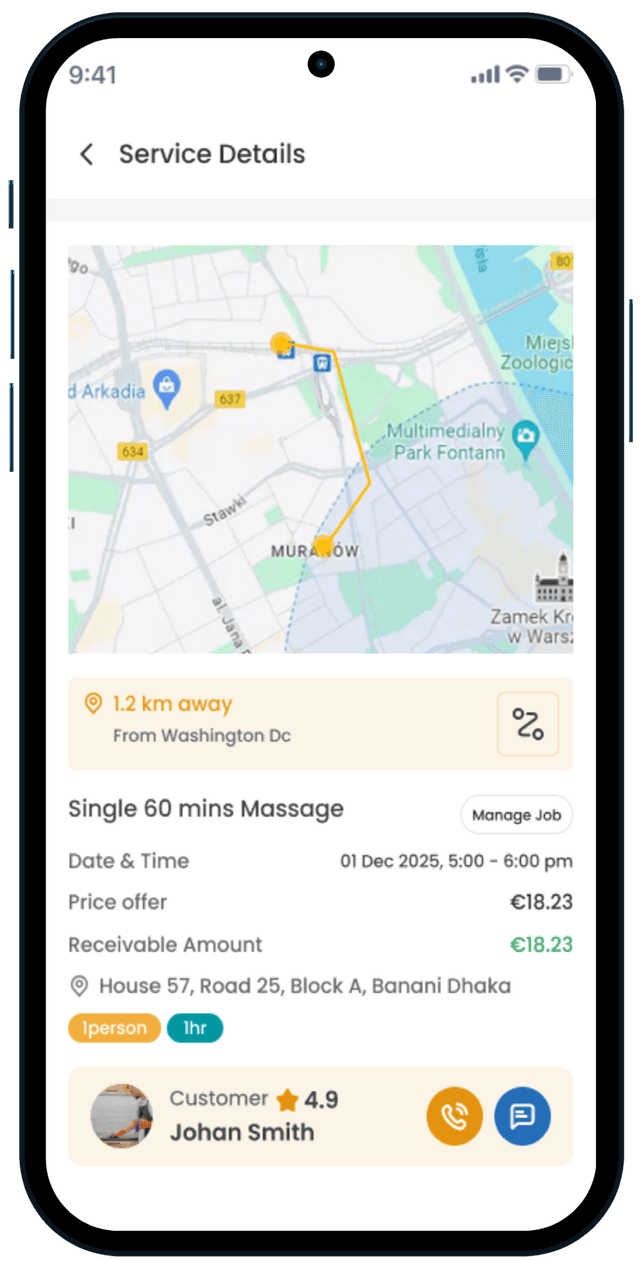 Mobile app features showcase - middle phone